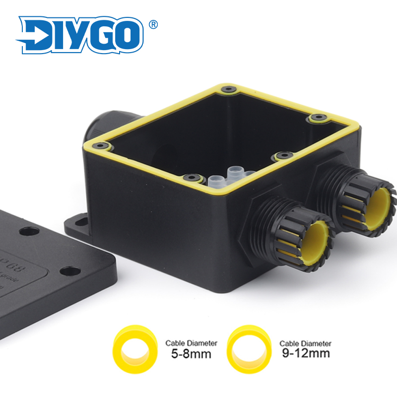 Cable Gland Waterproof - IP68 Zewnętrzna wodoodporna skrzynka przyłączeniowa Czarna